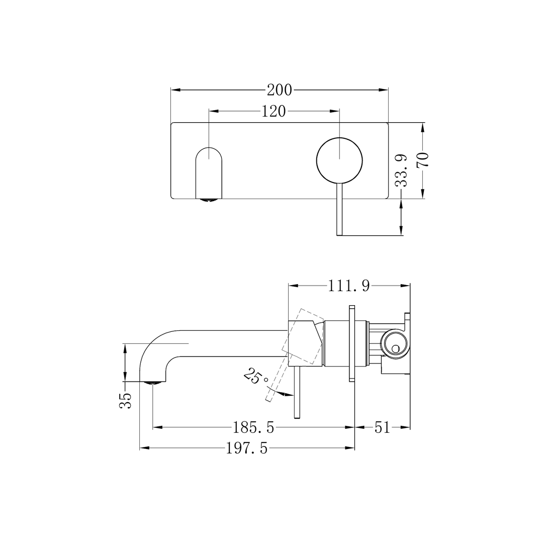 Nero Mecca Wall Basin Mixer 185Mm Spout Brushed Nickel