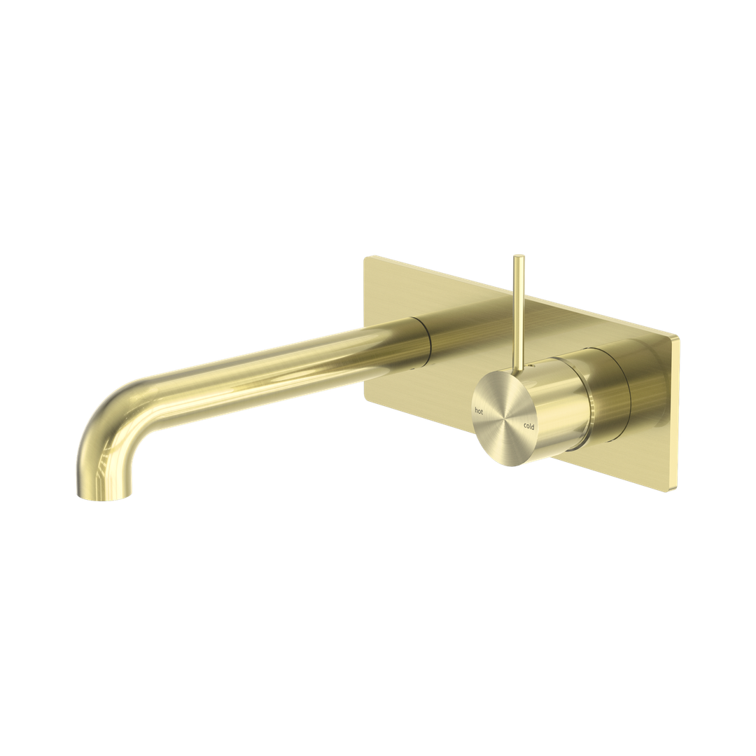 Nero Mecca Wall Basin/Bath Mixer Handle Up 120Mm Brushed Gold