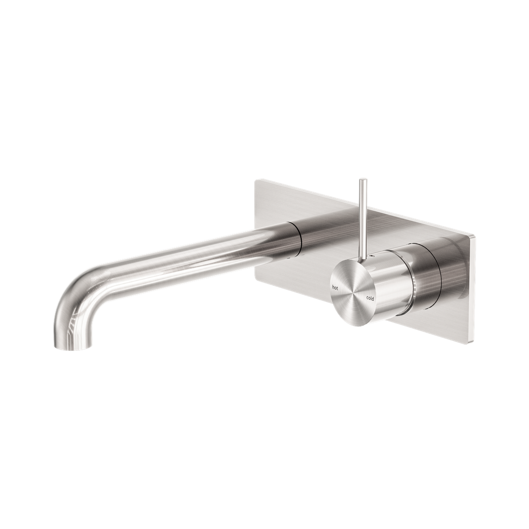 Nero Mecca Wall Basin/Bath Mixer Handle Up 120Mm Brushed Nickel