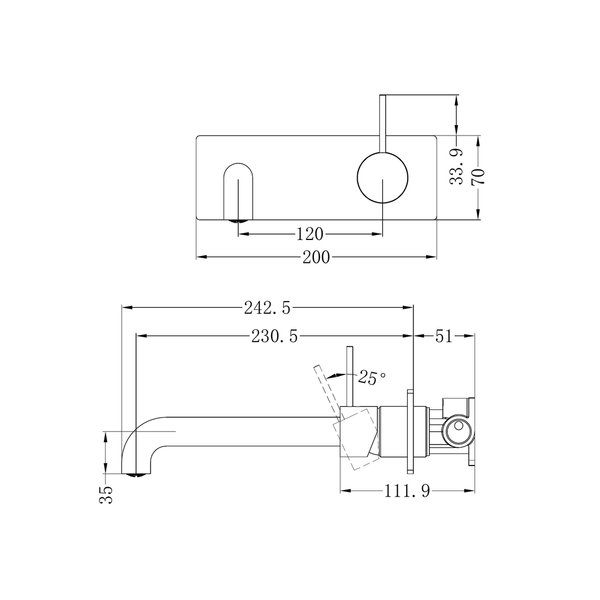 Nero Mecca Wall Basin/Bath Mixer Handle Up 230Mm Matte White