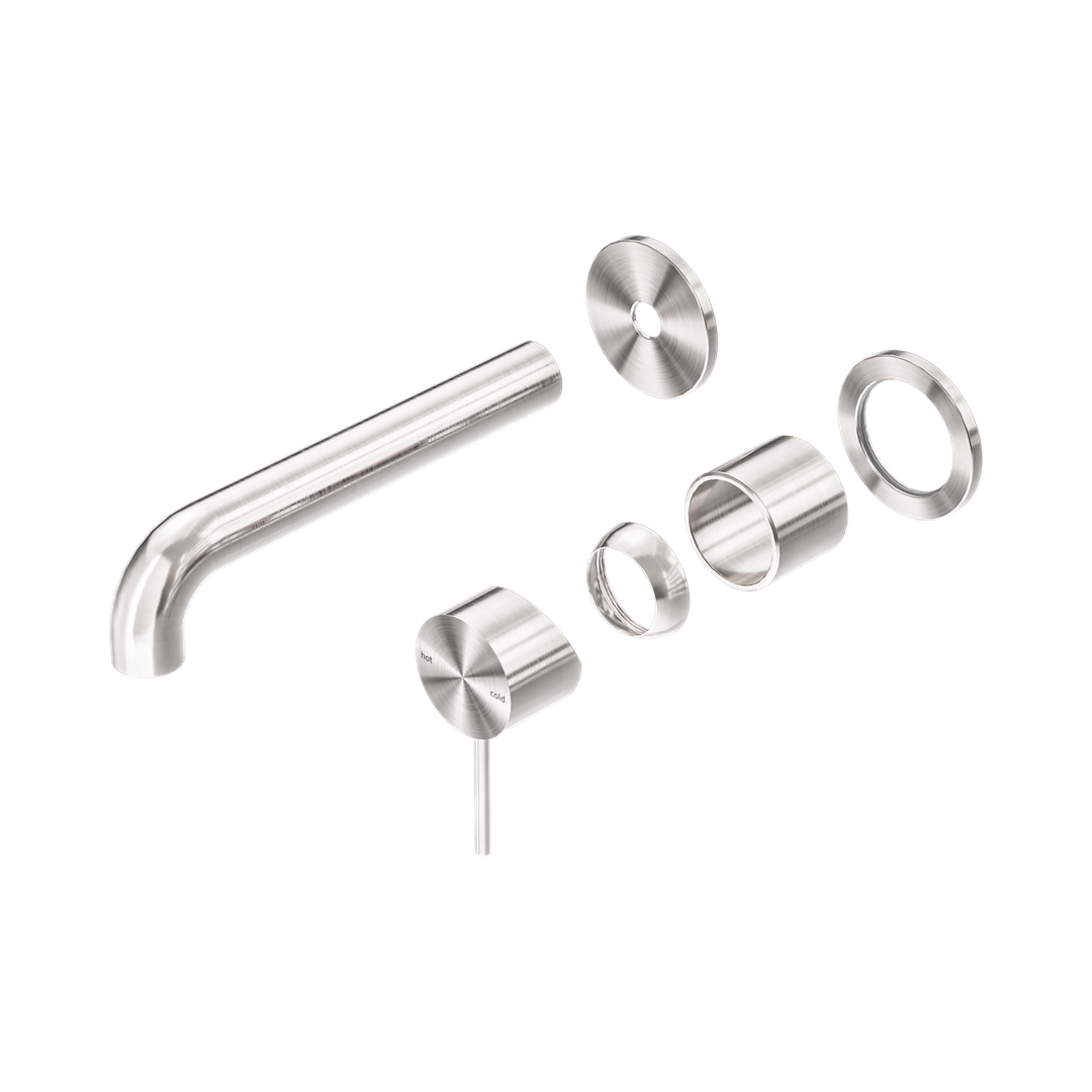 Nero Mecca Wall Basin/Bath Mixer Separate Back Plate 185Mm Trim Kits Only Brushed Nickel