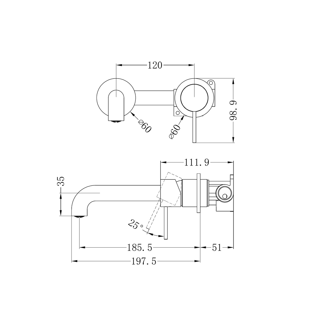 Nero Mecca Wall Basin/Bath Mixer Separate Back Plate 185Mm Matte White