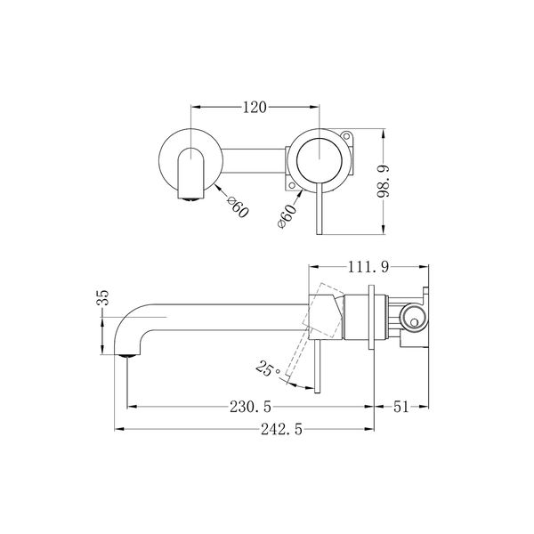 Nero Mecca Wall Basin/Bath Mixer Separate Back Plate 230Mm Matte White