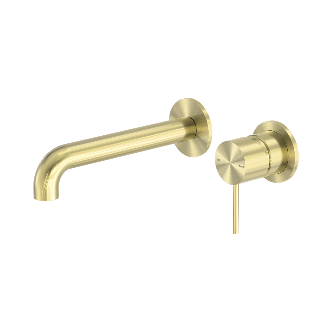 Nero Mecca Wall Basin/Bath Mixer Separate Back Plate 260Mm Brushed Gold