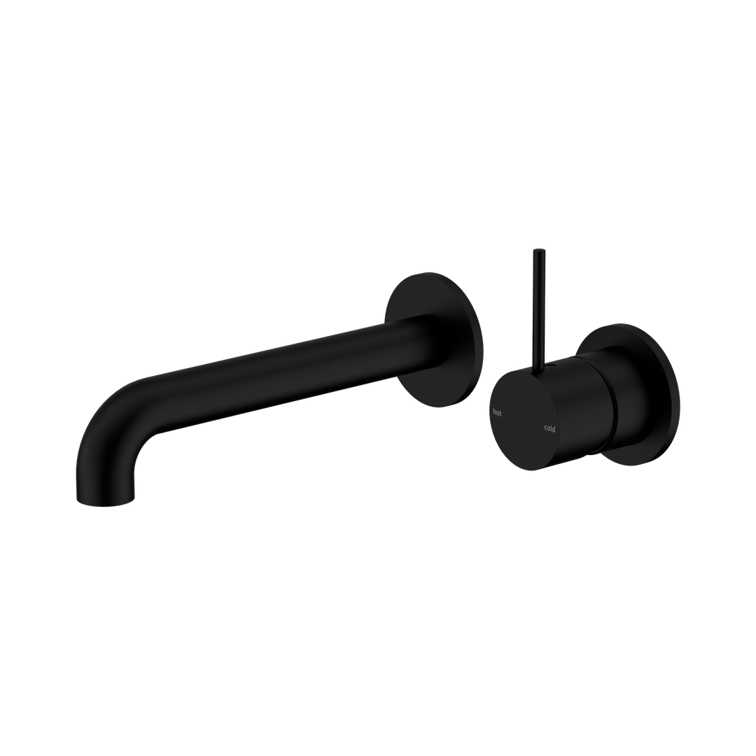 Nero Mecca Wall Basin/Bath Mixer Separate Back Plate Handle Up 120Mm Matte Black