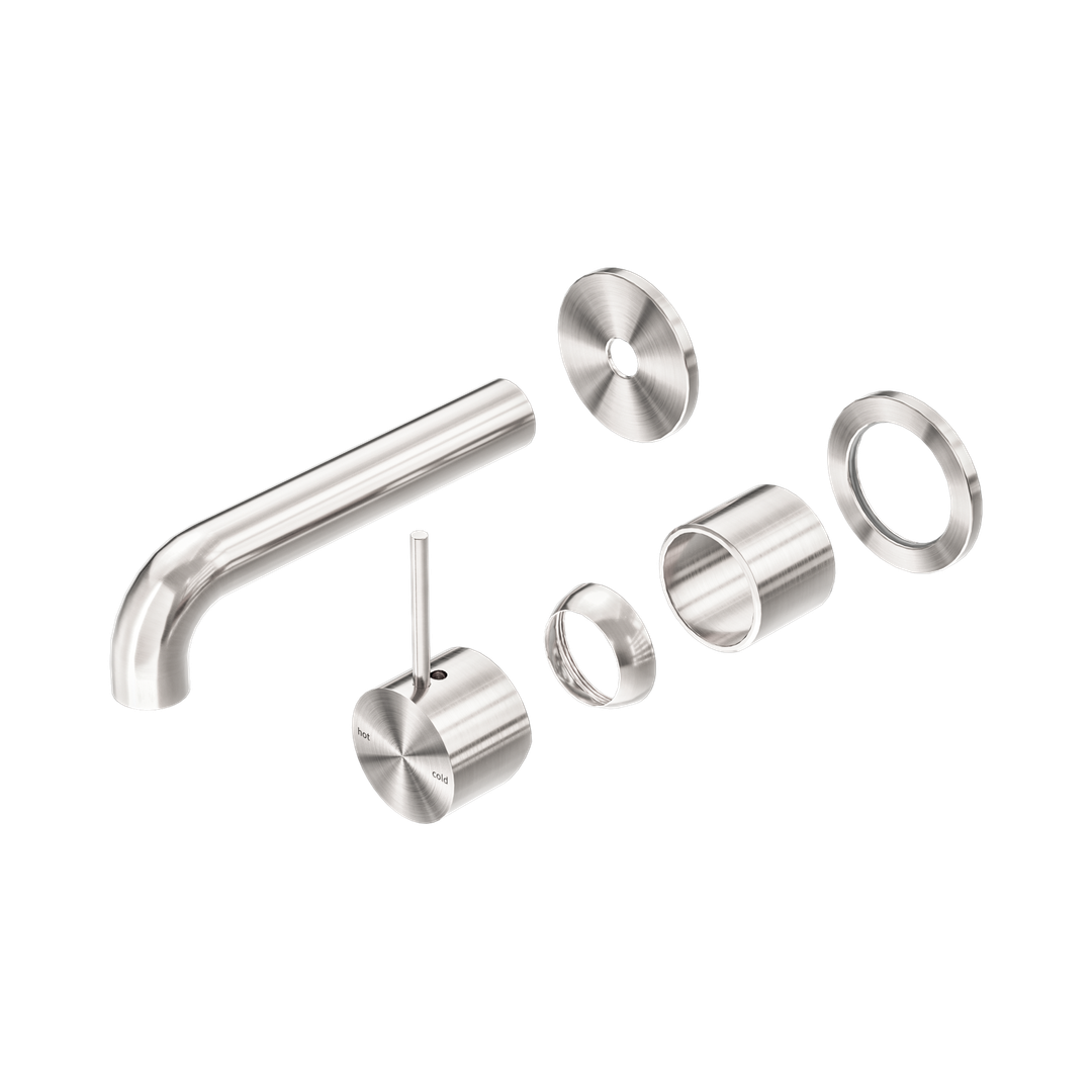 Nero Mecca Wall Basin/Bath Mixer Sep. Back Plate Handle Up 120Mm Trim Kit Only Brushed Nickel