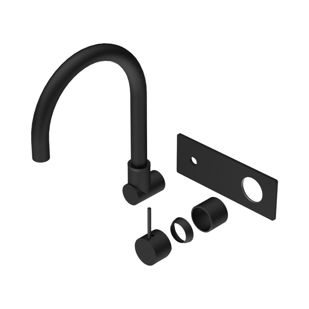 Nero Mecca Wall Basin/Bath Mixer Swivel Spout Handle Up Trim Kits Only Matte Black