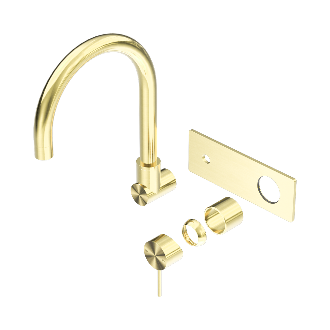 Nero Mecca Wall Basin/Bath Mixer Swivel Spout Trim Kits Only Brushed Gold