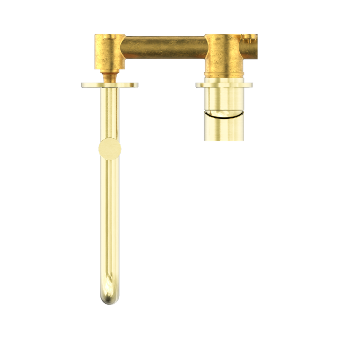 Nero Mecca Wall Basin/Bath Mixer Swivel Spout 225Mm Brushed Gold Nr221910Rbg
