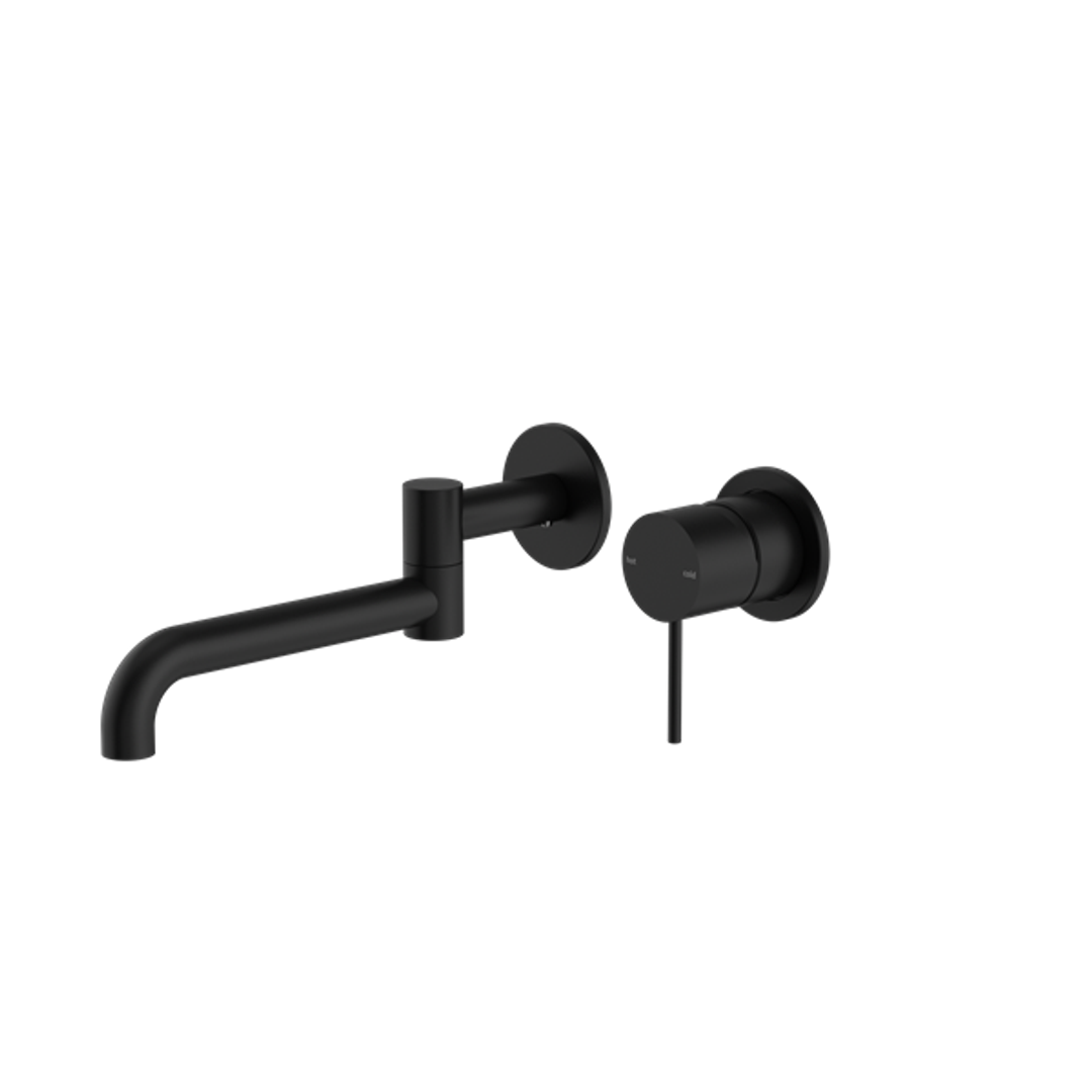 Nero Mecca Wall Basin/Bath Mixer Swivel Spout 225mm - Matt Black