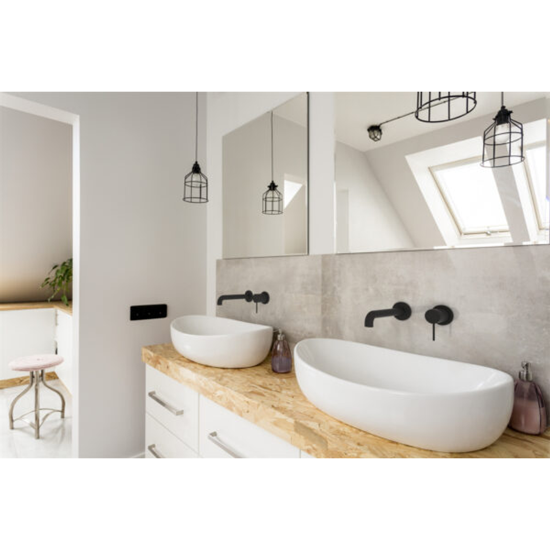 Nero Mecca Wall Basin Mixer Sep Bp 180mm Spout Matt Black