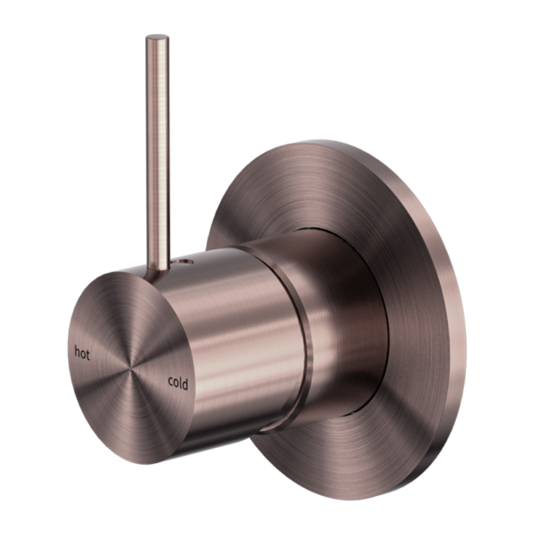 Nero Mecca Shower Mixer Handle Up 80mm Plate - Brushed Bronze
