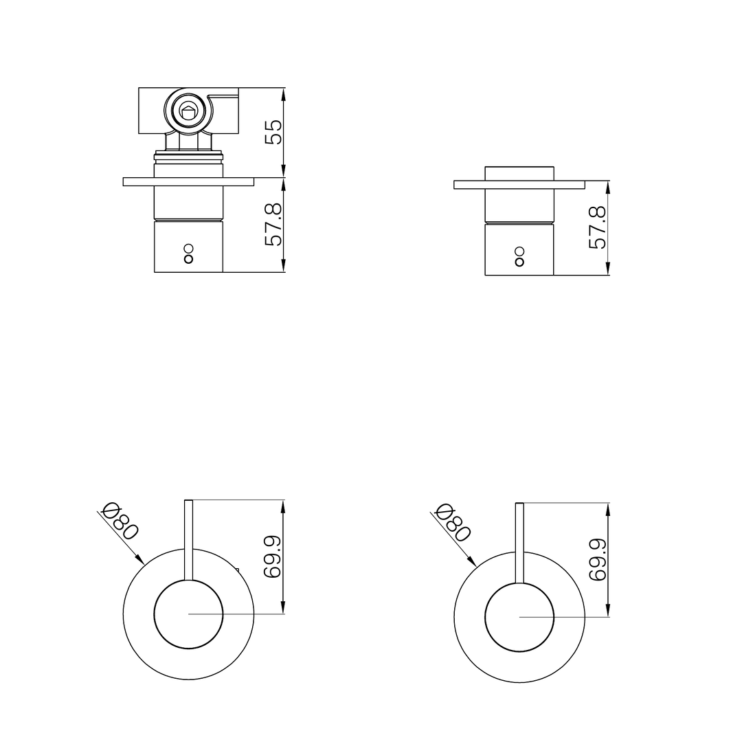 Nero Mecca Shower Mixer Handle Up 80Mm Plate Trim Kits Only Brushed Nickel