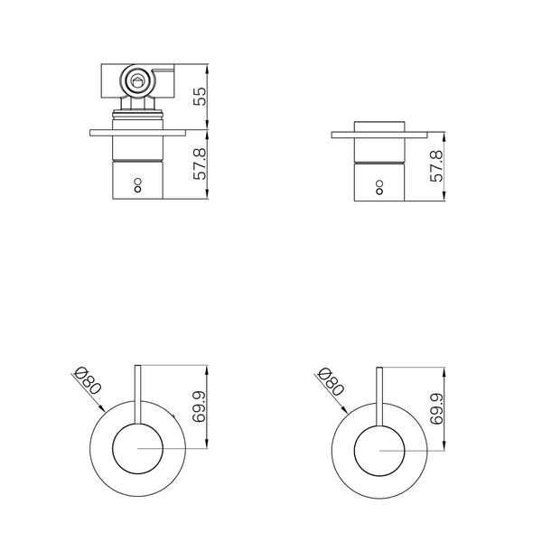 Nero Mecca Shower Mixer Handle Up 80Mm Plate Trim Kits Only Gun Metal
