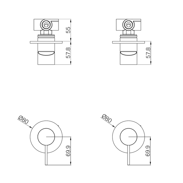 Nero Mecca Shower Mixer 80Mm Plate Trim Kits Only Gun Metal