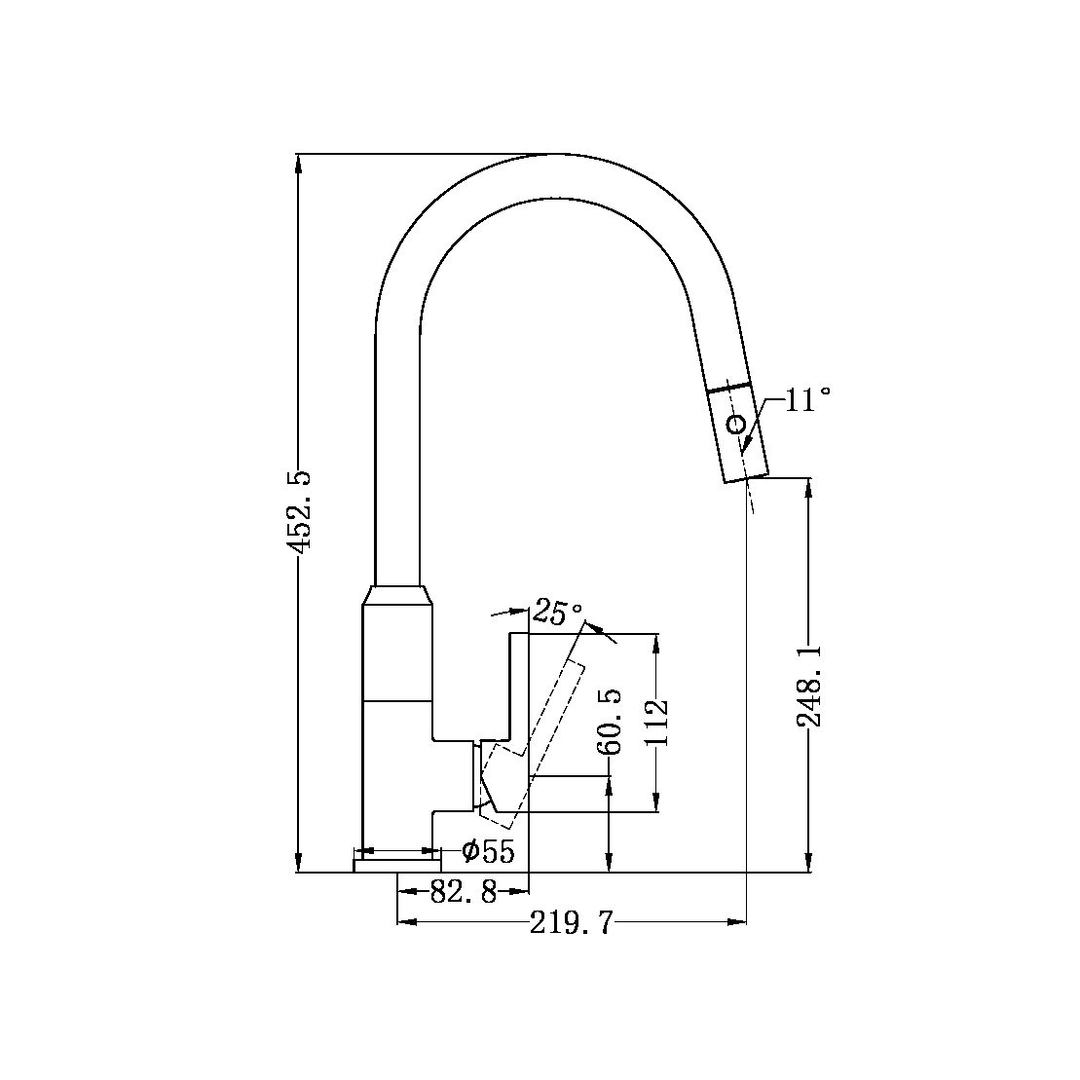 Nero Pearl Pull Out Sink Mixer With Vegie Spray Function Gun Metal