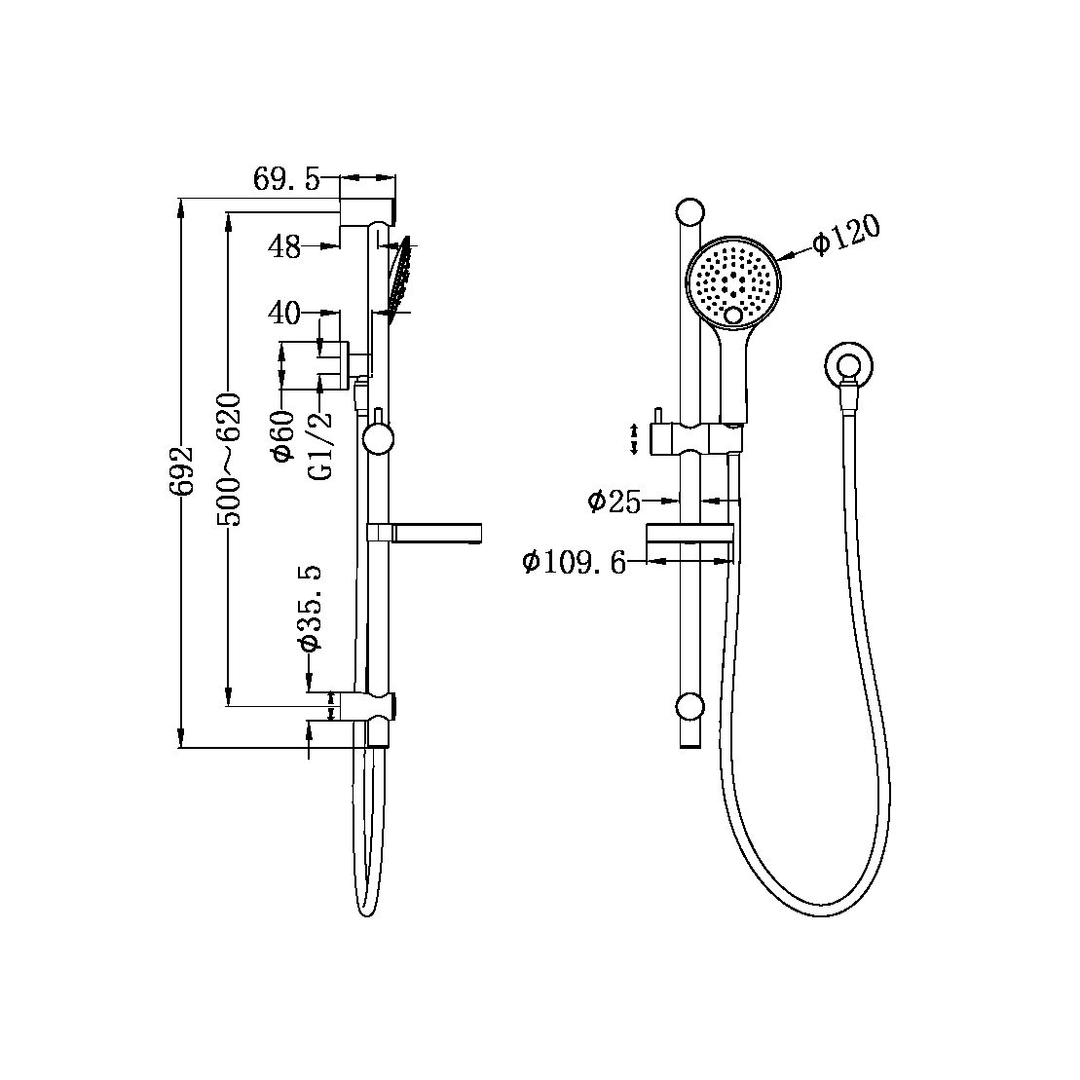 Nero Dolce Project Rail Shower Brushed Nickel