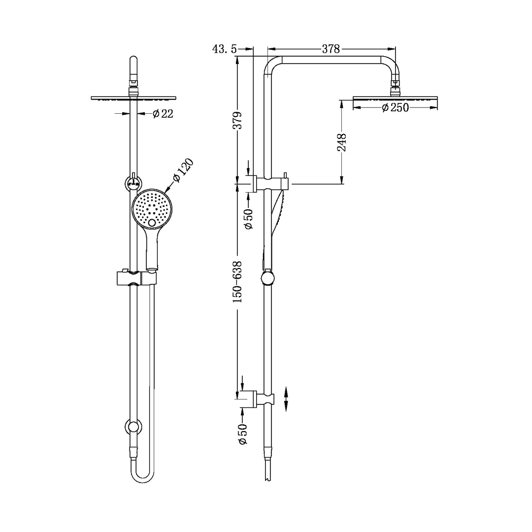 Nero Dolce/Mecca Shower Set Brushed Nickel