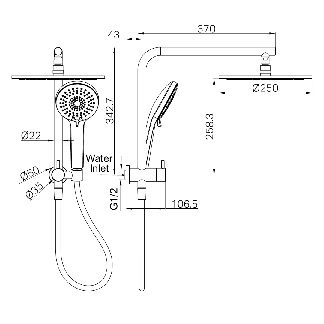 Nero Mecca 2 In 1 Twin Shower Brushed Nickel