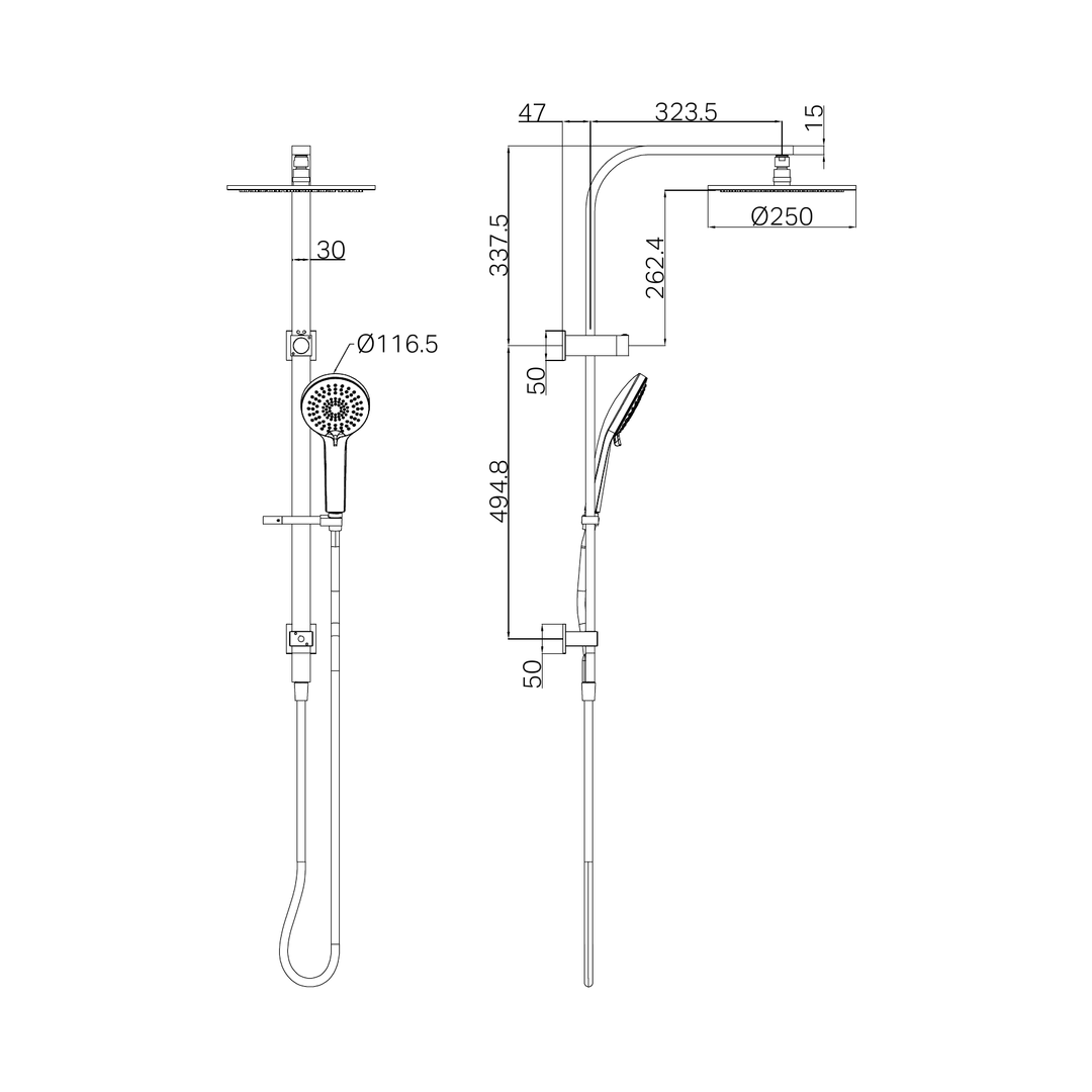 Bianca Twin Nero Shower - Matte Black