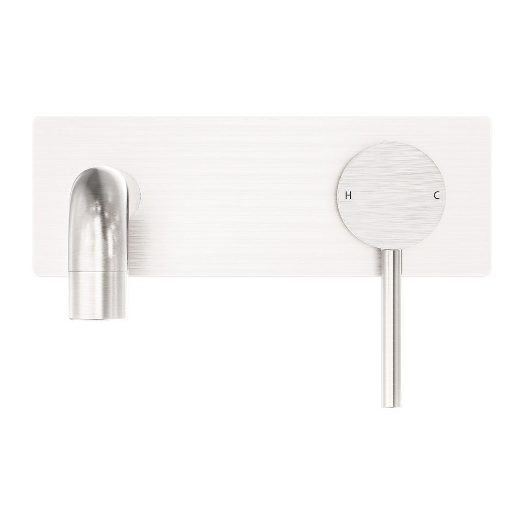 Nero Dolce Wall Basin Mixer (Stylish Spout) Brushed Nickel