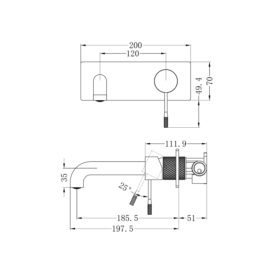 Nero Opal Wall Basin/Bath Mixer Brushed Nickel