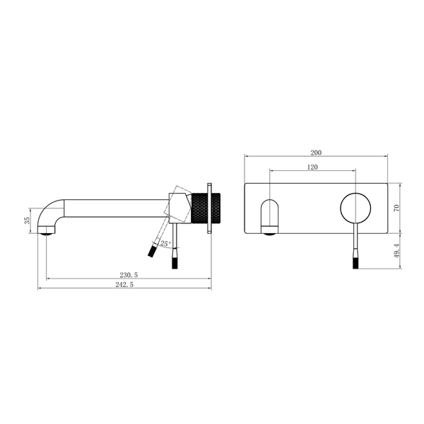 Nero Opal Wall Basin/Bath Mixer 230Mm Brushed Bronze