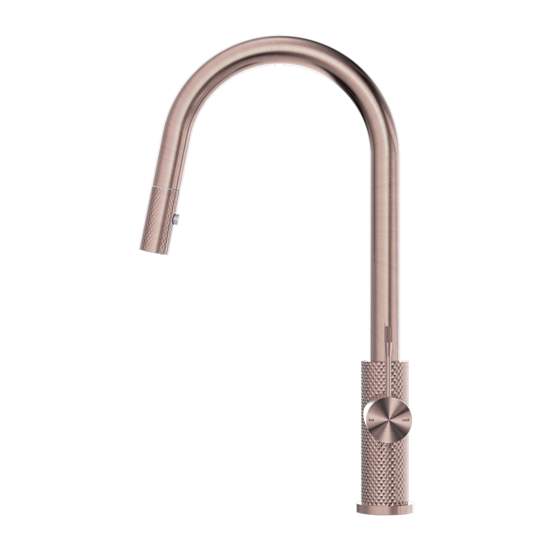 Nero Opal Pull Out Sink Mixer With Vegie Spray - Brushed Bronze
