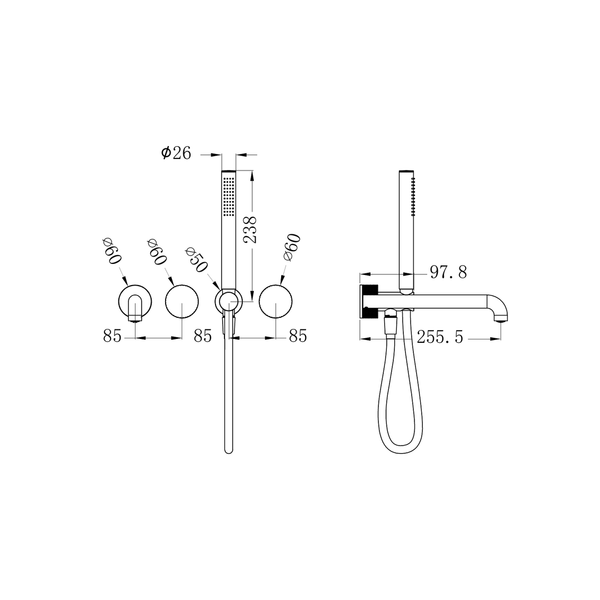Nero Opal Progressive Shower System Sep. Plate C/W Spout 250Mm Trim Kit Only Brushed Bronze