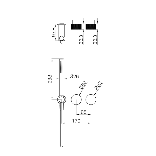 Nero Opal Progressive Shower System Separate Plate Trim Kits Only Graphite
