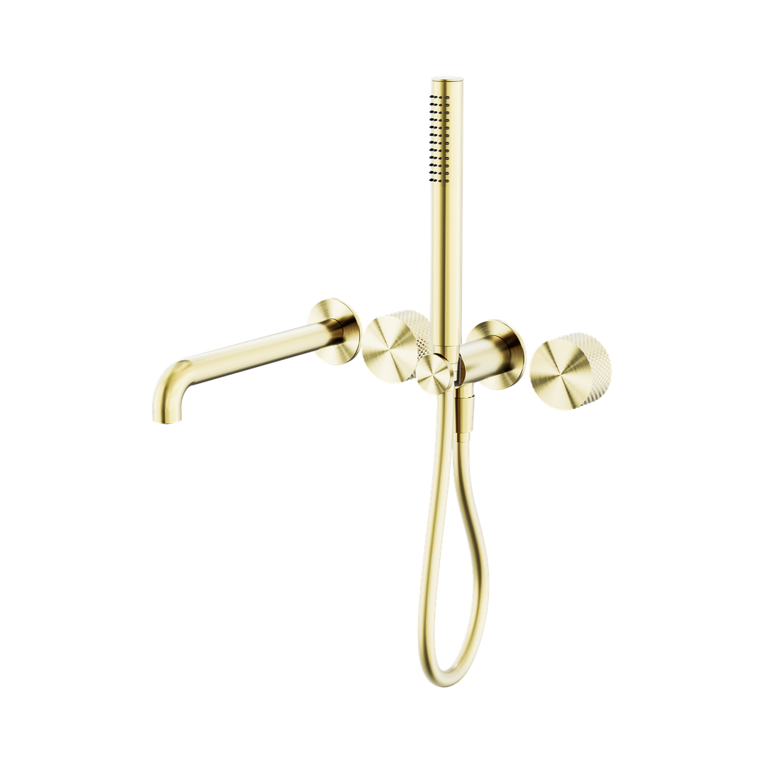 Opal Progressive Nero Shower System Separate Plate With Spout 230Mm - Brushed Gold
