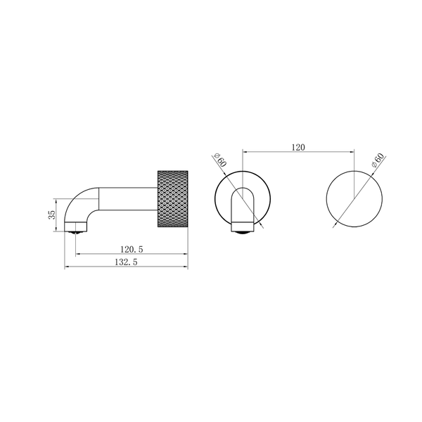 Nero Opal Progressive Wall Basin/Bath Set 120Mm Graphite