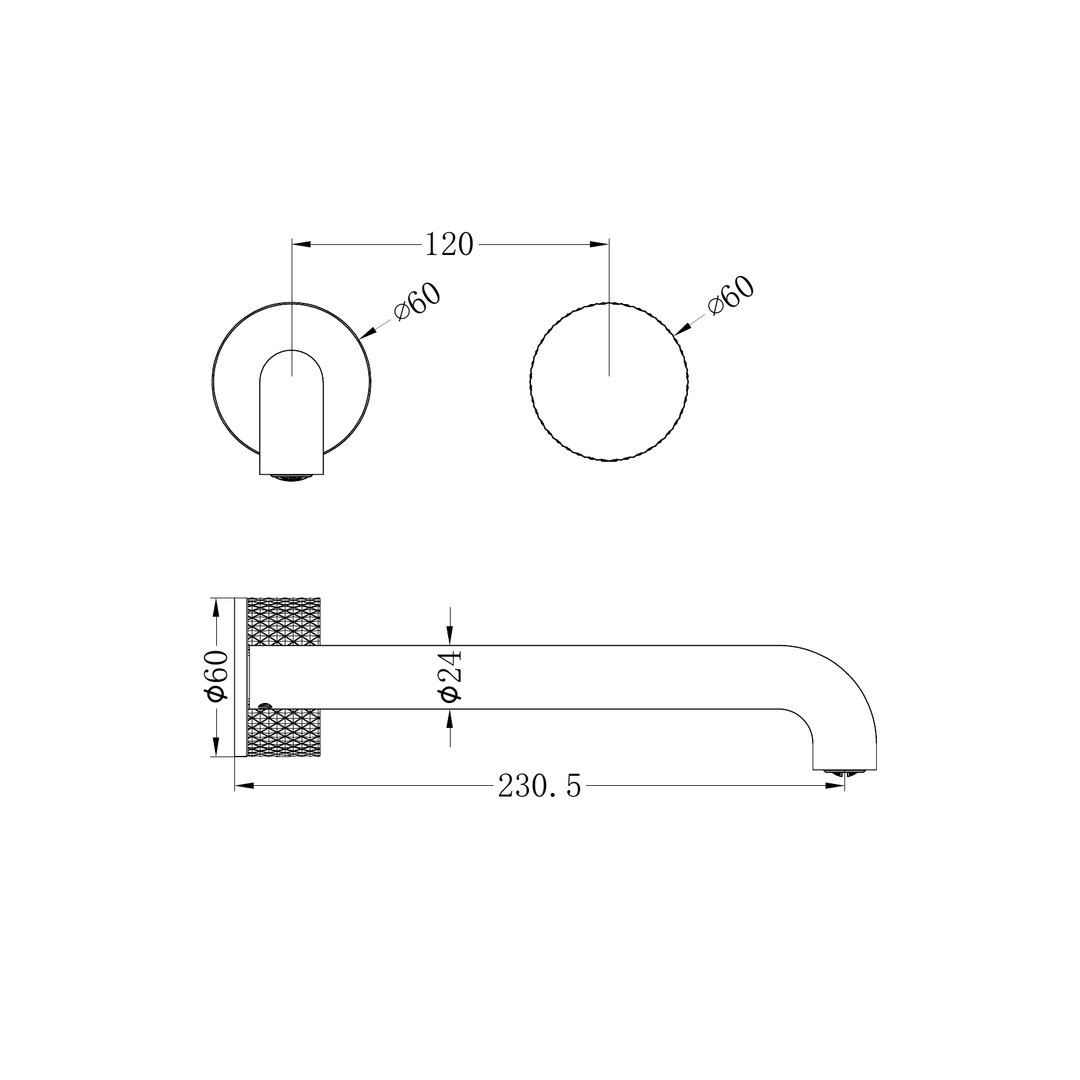 Nero Opal Progressive Wall Basin/Bath Set 230Mm Brushed Nickel