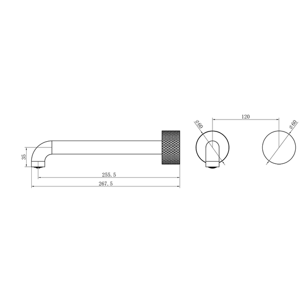 Nero Opal Progressive Wall Basin/Bath Set 260Mm Trim Kits Only Graphite