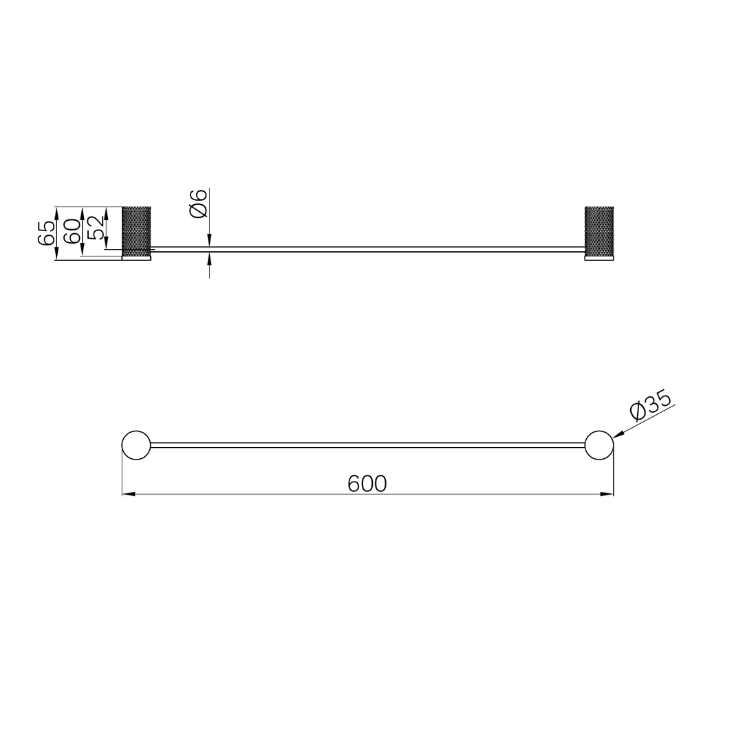 Nero Opal Single Towel Rail Brushed Nickel 600mm