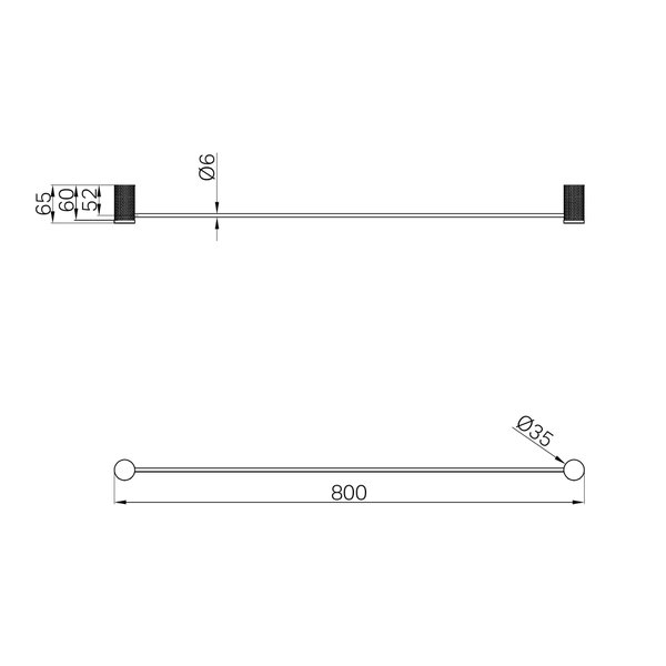 Nero Opal Single Towel Rail 800Mm Brushed Gold
