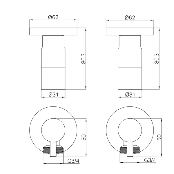 Nero Washing Machine Tap Set Chrome