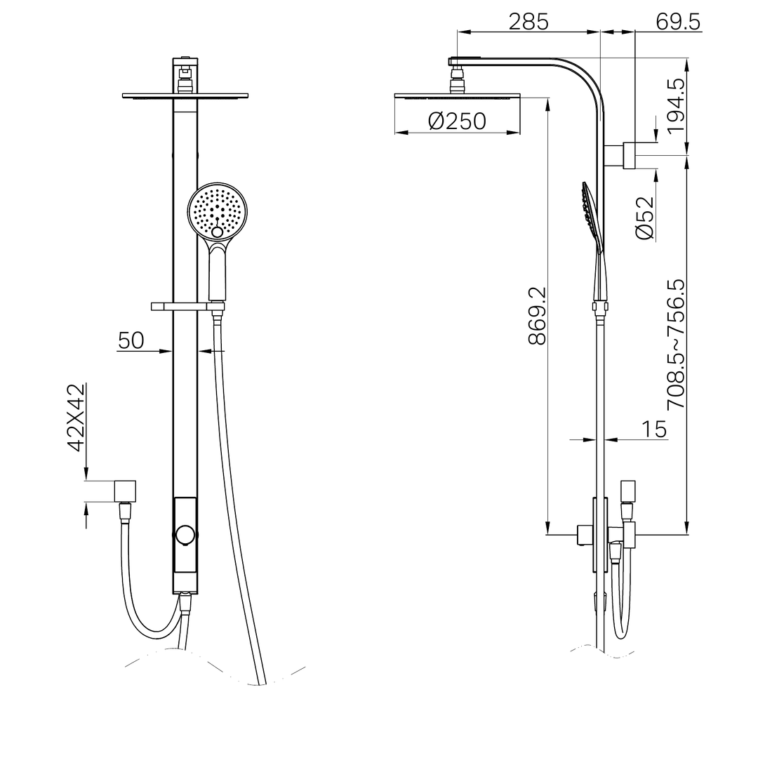 Nero Rain Round Shower Set Double Hose - Chrome