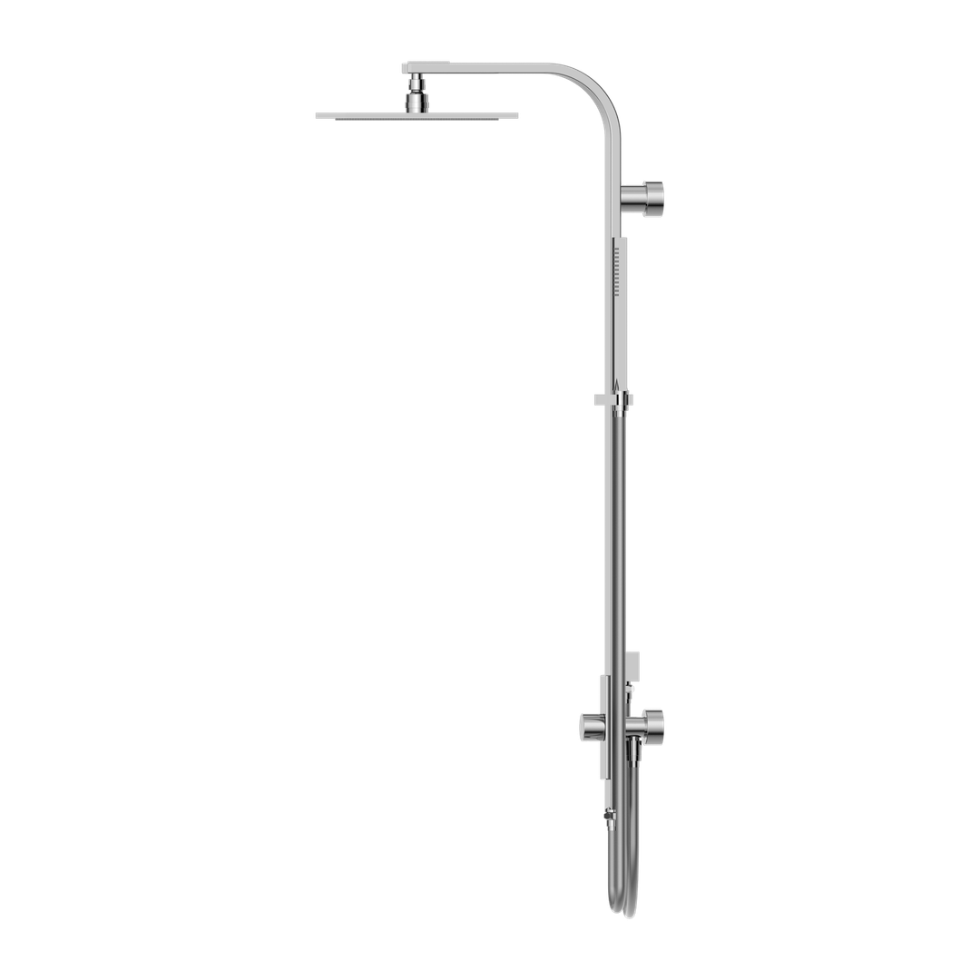 Nero Rain Square Shower Set Double Hose - Chrome
