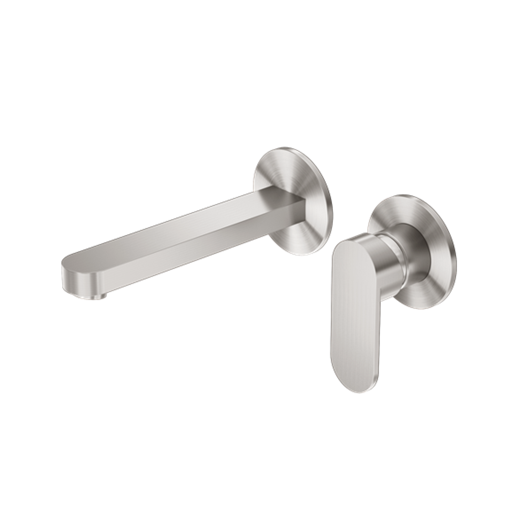 Nero Ecco Wall Basin/Bath Mixer Separate Back Plate Brushed Nickel Nr301310Bbn