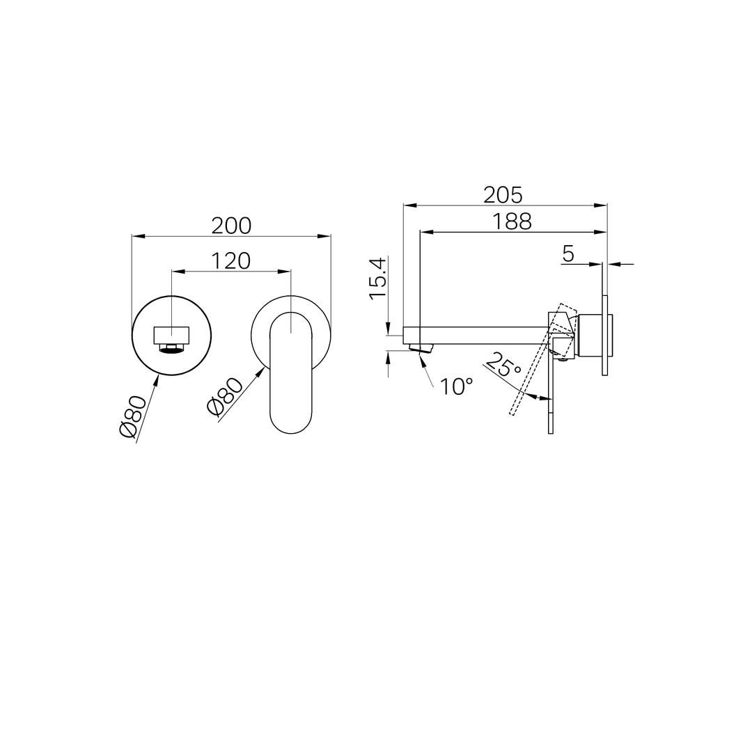 Nero Ecco Wall Basin/Bath Mixer Separate Back Plate Trim Kits Only Matte Black