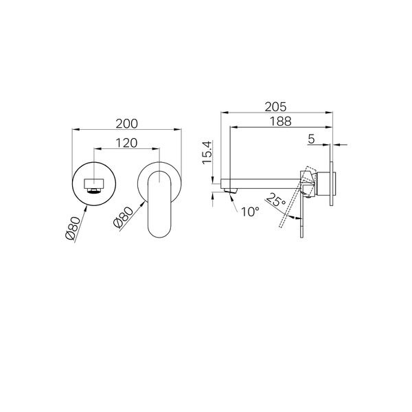 Nero Ecco Wall Basin/Bath Mixer Separate Back Plate Trim Kits Only Matte Black