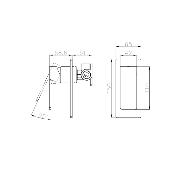 Nero Celia Shower Mixer Rectangular Backplate Matte Black
