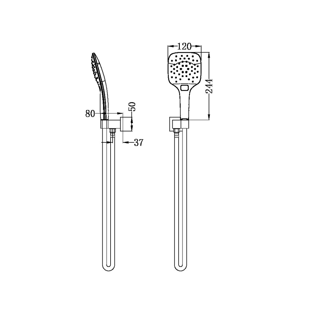 Nero Rain 3 Function Shower Bracket Square - Chrome