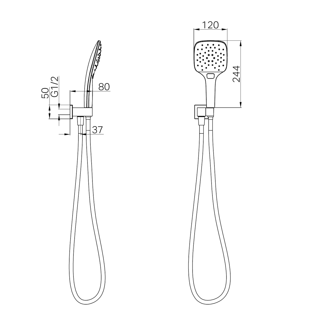 Nero Rain 3 Function Shower Bracket Square - Chrome