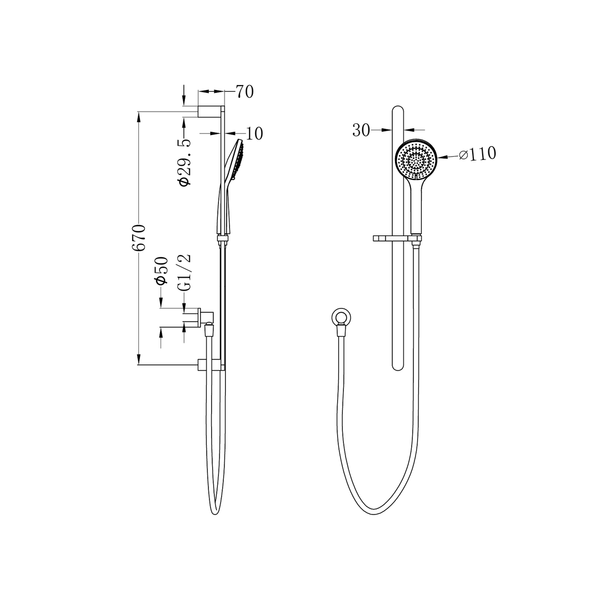 Ecco Nero Shower Rail With Air Nero Shower - Brushed Nickel