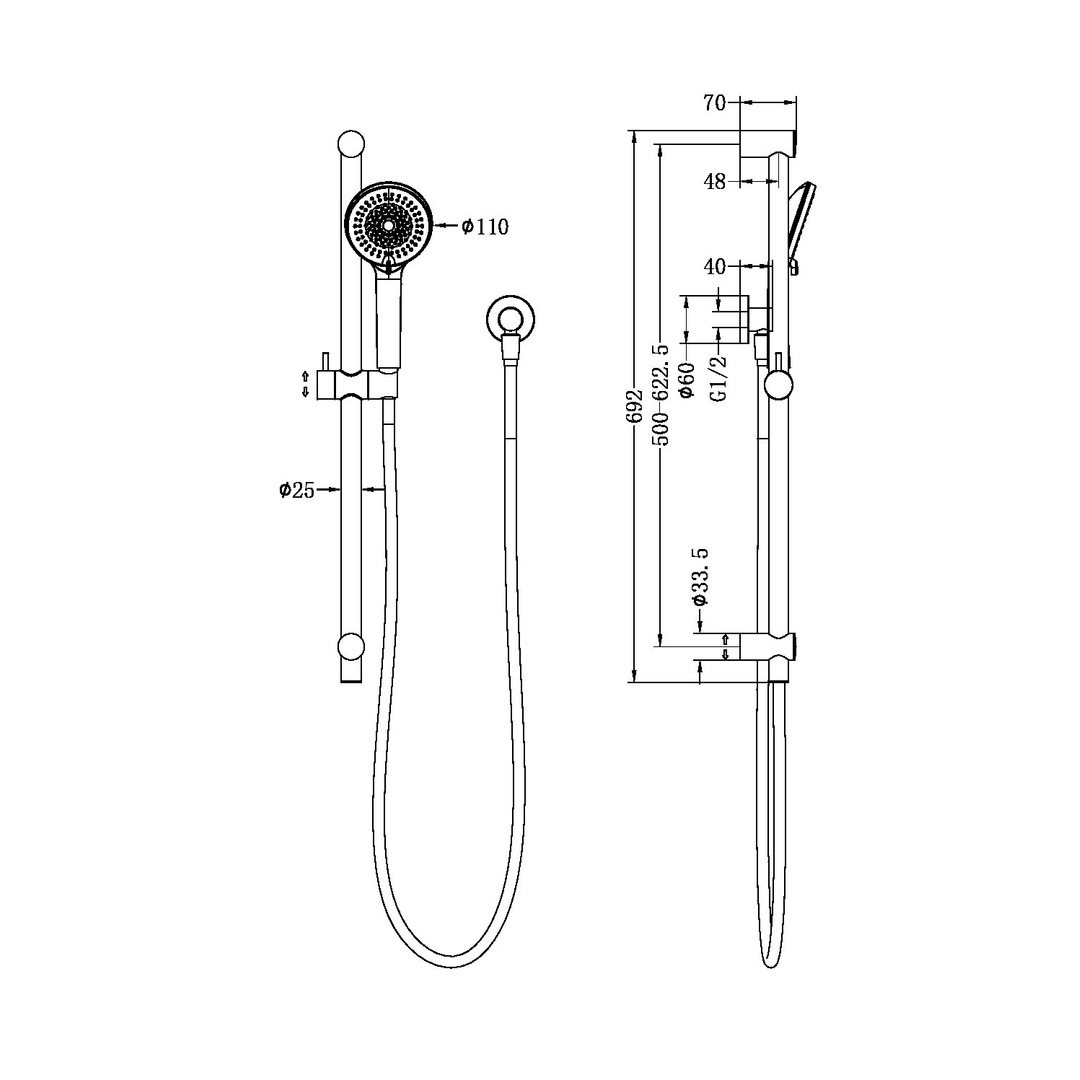 Nero Budget Shower Rail - Chrome