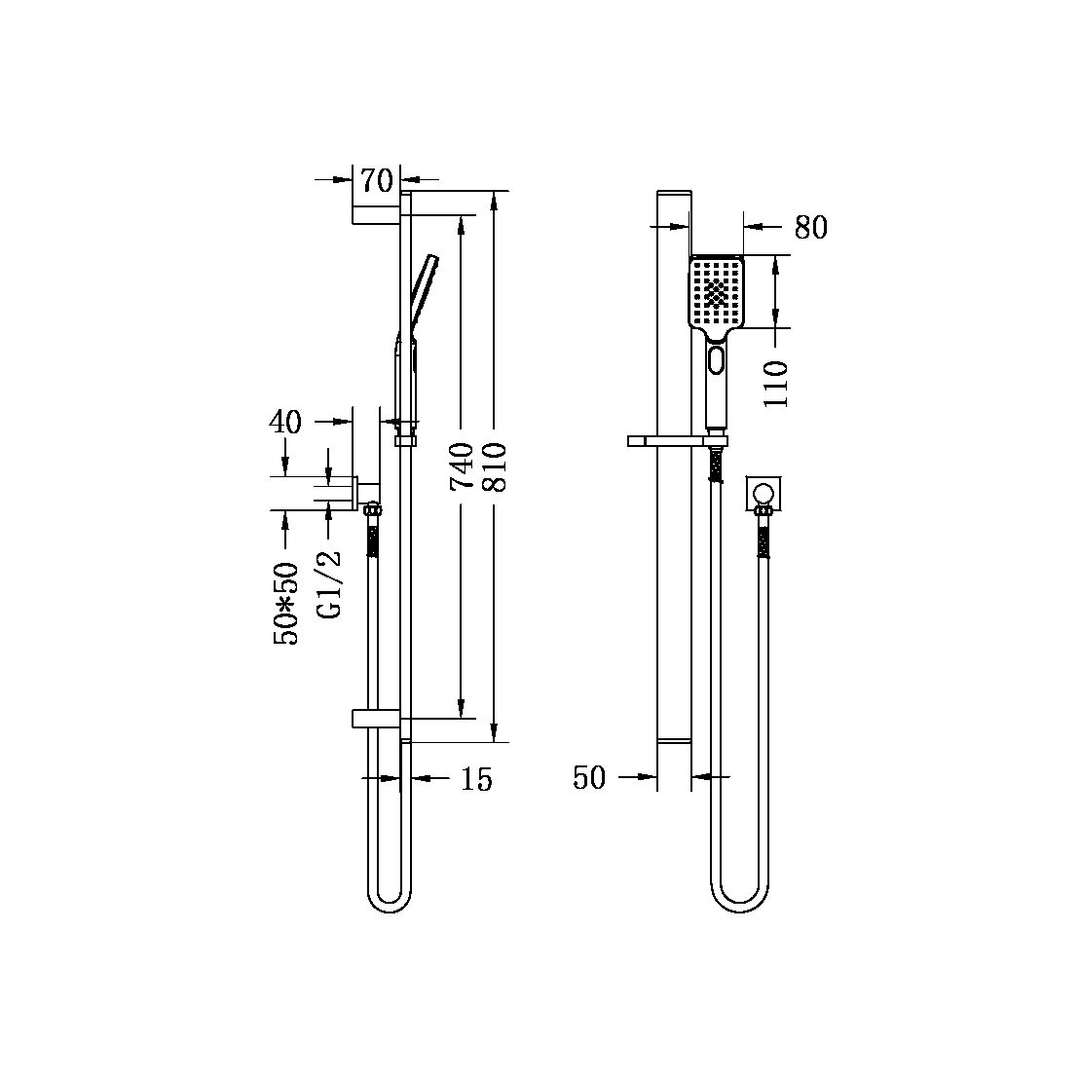 Nero Celia New Shower Rail Brushed Nickel