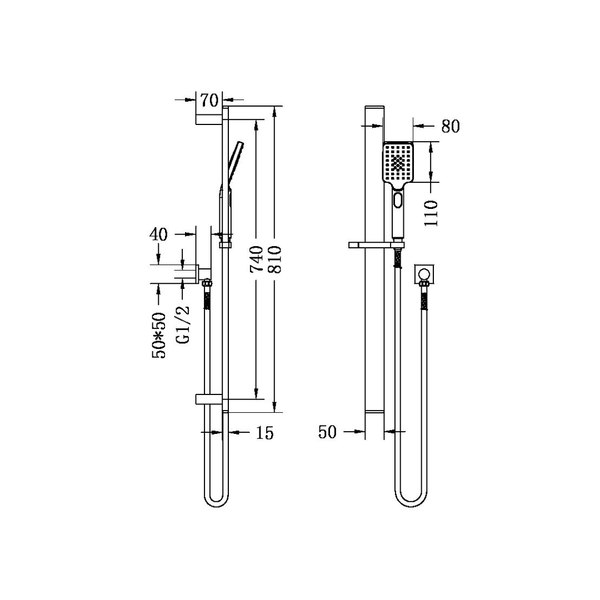 Nero Celia New Shower Rail Brushed Nickel