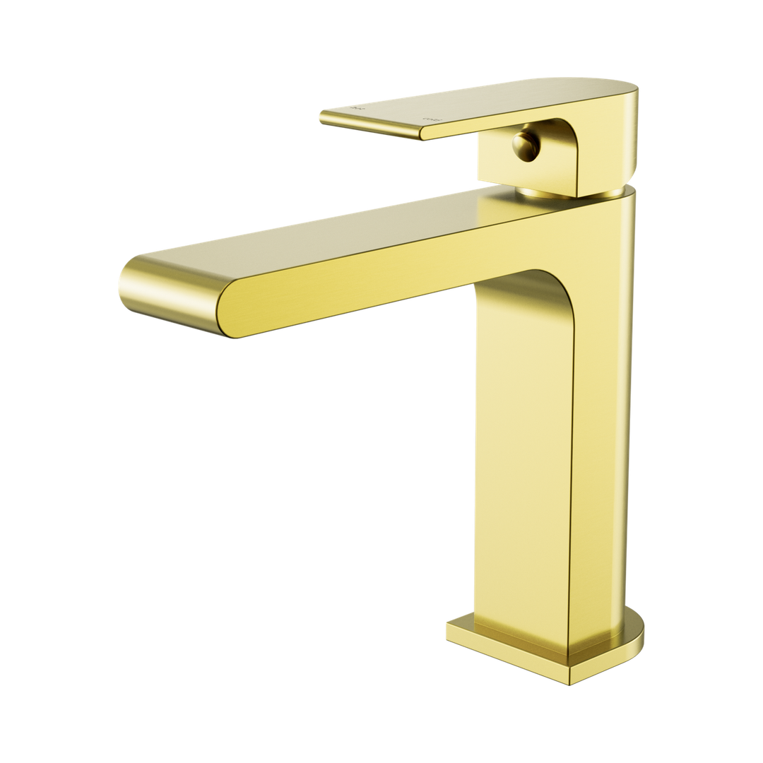 Nero Bianca Basin Mixer Straight Spout Brushed Gold